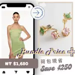 SUNDAY BEST DRESS+& OTHER STORIES EARRINGS緞面細肩帶洋裝+方形石飾耳環