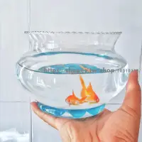 在飛比找蝦皮購物優惠-玻璃魚缸 桌面魚缸 花盆水培魚缸 花邊魚缸龜缸水族箱圓形玻璃