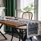 Table Runner Geometry Design Protective American Style Jacquard Tassel Table