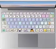 WSLUCKO Silicone Keyboard Skin for 12.4" Microsoft Surface Laptop Go 1/2 / 3, Cute Cat