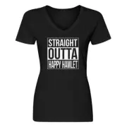 Womens Straight Outta Happy Hamlet V-Neck T-shirt #3981