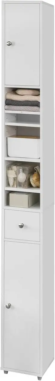 White Tall Bathroom Cabinet High Storage