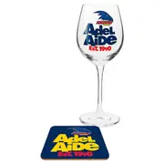Adelaide Crows AFL Wine Glass And Coaster Set