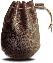 [Suuree] Faux Leather Drawstring Pouch, Premium Coin Pouch for Men, coin holder for purse, Change Holder for Car as coin purses, coin wallet, dice bags, key wallet Size 5.9" x 4.3", Brown, Drawstring Pouch
