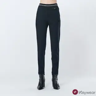 【KeyWear 奇威名品】經典款時尚修身百搭長褲(黑色)