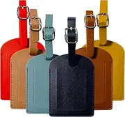 ZACHMEST 6 Pack Luggage Tag, PU Leather Travel Tag Identify Labels Adjustable Strap with Name ID Bright Color Baggage Suitcase Tags with Privacy Cover for Women Men Travel