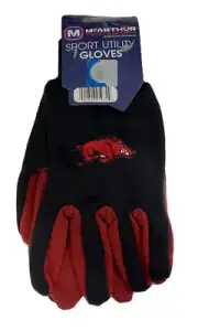 Mcarthur NCAA Arkansas Razorbacks Two-Tone Utility Sport Gloves, Red/Black