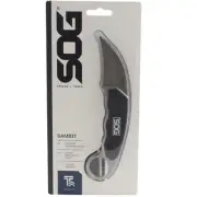 SOG Gambit Fixed Blade Knife Stainless Sheepsfoot Blade Finger Ring Hard Sheath