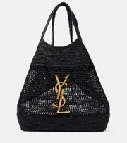 [Saint Laurent] Saint Laurent Icare Cassandre Maxi crochet raffia tote bag One Size black