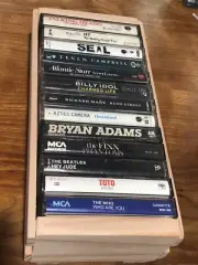 New 12 Cassette Tape Wooden Crate, Storage case