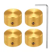 4 Pcs Aluminium Potentiometer Knobs, 1/4" (6mm), Grid 5/8" Gold