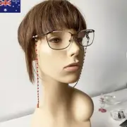 Glasses Chain Strap Red Crystal Beaded Charm Copper Metal Eyeglass Reading Cord