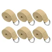 6Pcs 6 Feet Cotton Yoga Strap Belt Stretch Bands with D-Ring Buckle, Khaki