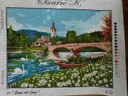 Printed needlepoint tapestry Canvas kit 20x24 Inches cigani sul Lago Krainer