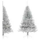 Artificial Silver Half Christmas Tree 150cm with Stand Festive Holiday Decor