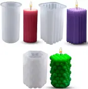 (3 Pack) Cylinder Candle Molds, Bubble Candle Molds Pillar Candle Silicone Molds