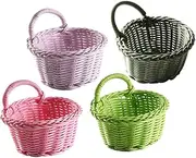 PEPLAYTAL 4Pcs Woven Kitchen Basket Multi Function Hanging Flower Basket for Storage and Decoration Rustic Wall Mounted Design for Fruits Ginger Garlic and Decor