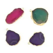 Perfect Genuine Agate Slice 24k Gold Plated DIY Jewelry Connectors 4 Pcs Lot