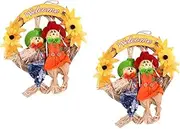 EPIGEIST 2Pcs Halloween Decorative Garland Scarecrow Wreaths Spooky Festival Pendants for Home Bar School and Garden Decorations