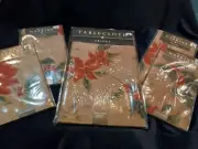 NEW, Bed Bath & Beyond ARIANA Christmas, POINSETTIA & HOLLY Table Cloth 60 x 144