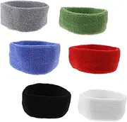 [Totority] 6pcs Men's Headbands for Sports Sweatproof Running Headband for Gym Exercise Yoga Elastic Band