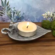Cockatoo on Leaf Trinket Dish for Tea Lights, Wedding Rings, Solid Pewter