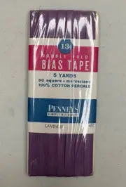 Vintage Penneys Double Fold Bias Tape 5 Yds Lavender Purple - Sealed