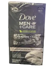Dove Men + Care Charcoal + Clay Hand & Body + Face Exfoliation Bars 6 Ct. (1)