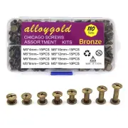 Chicago Screws Assorted Kit 110 Sets 8 Sizes of Round Head Stud Leather Screw...
