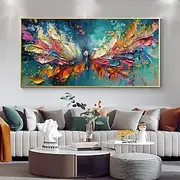 Handmade Original Butterfly Oil Painting On Canvas Abstract Dancing Butterflies Wall Art for Home Decor With Stretched Frame Without Inner Frame Painting