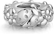 [MATERIA by Matthias Wagner] Ladybird Charm Stopper 925 Silver with Rubber Ring for Bracelets Size 52, Silver