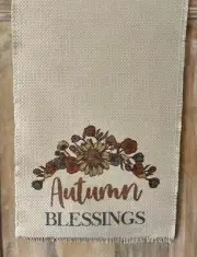 New Primitive Farmhouse Fall AUTUMN BLESSINGS BLUE SUNFLOWER TABLE RUNNER 60"