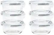 CBJAPAN Heat-resistant Glass Storage Container, Round, 13.5 fl oz (400 ml), Set of 6, Prepared, Freezer, Microwave Safe, Dishwasher Safe, Hot Water Disinfection, Atomico