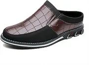 [Asifn] Men's Casual Loafers Fashion Simple Leather Walking Oxford Breathable Comfortable Slip-On Slippers