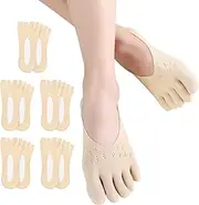 [heavenlife] 5 Pairs of Toe Socks Women's 35-42, Non-Slip Socks Print with Gel Tab, Breathable Five Finger No Show Socks, Flip Flop Socks, Compression Socks, Invisible Socks for Women Girls