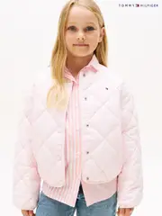 Tommy Hilfiger Pink Relaxed Flag Embroidery Quilted Jacket (H53949) | $208 - $254