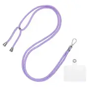 Phone Lanyard Adjustable Neck Lanyard with Transparent Patch Purple Rainbow
