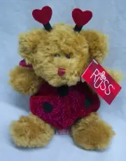 Russ Love Bugs LOVEYBUG TEDDY BEAR AS LADYBUG 7" Plush Stuffed Animal Toy NEW