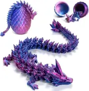 3D Printed Dragon Eggs with Dragon Inside, Articulated Crystal Dragon in Egg, E