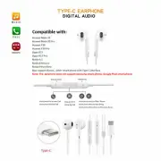 USB Type C Earphone Handsfree with Control & Mic for Huawei, Oppo Smart Phone