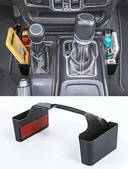 Savadicar GT-2 Shifter Storage Box, Gear Shift Side Tray, Center Console Organizer Compatible with 2018-2025 Jeep Wrangler JL JLU 4XE & Gladiator JT, Interior Storage Accessories, Black, 1 PC