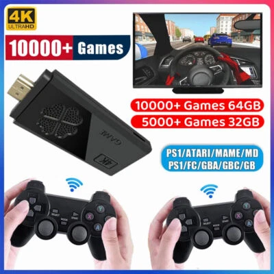 Wireless HDMI TV Game Stick Console 10000+ Built-in Games +2 Wireless Gamepad VN