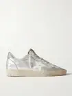 Golden Goose Ball Star Private Sneaker Silver Leather/Glitter sz 38 New in Box