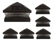 6 Pcs Brown Solar Garden Outdoor Cap Post Light 5X5 Plastic with 5 LED Bulbs
