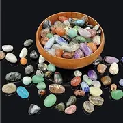 100Pcs+ (0.7lb) Bulk Gemstones and Crystals Set,25Kinds Tumbled Polished Stones Crystals for Jewelry Making,Chakra Stones Rocks and Minerals Science Kit (0.7lb/100-120pcs)