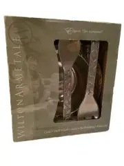 WILTON ARMETALE 3 PC SALAD SET- Bowl, Spoon, Fork/Botanica Pattern/NIB-PEWTER