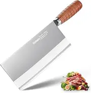 Meat Cleaver 8 Inch Professional Chinese Chef Knife Vegetable Knife Stainless Steel Sharp Edge Non-Stick Rosewood Handle for Homes Restaurants Caidao by Haobone Gift Box