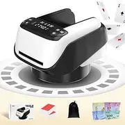 Automatic Card Shuffler and Dealer 2-in-1, 360° Rotating Card Shuffling and Dealing Machine, Rechargeable Playing Cards Shuffler and Distribution Machine for Texas Holdem Blackjack Card Games