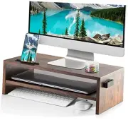 16.5 Inch Monitor Stand, 2 Tier Computer Monitor Riser with Printer Vintage