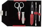 ZOHL Solingen Manicure Kit For Women Grazia With Extra Fine Cuticle Scissors & Professional Nail Clippers in Red Leather Case (GRA-M34)